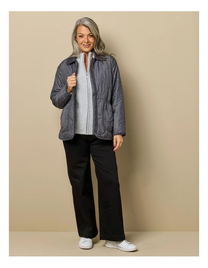 Comet Cord Trim Quilted Jacket in Charcoal image 5