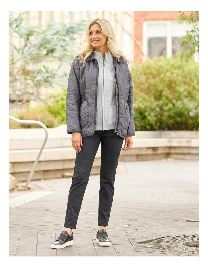 Comet Cord Trim Quilted Jacket in Charcoal image 7