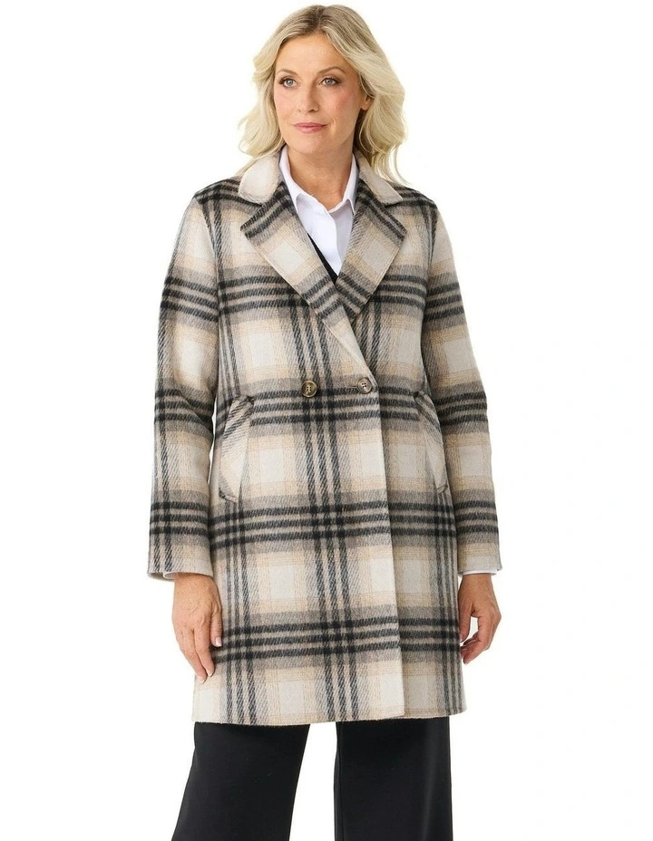 Toscana Check Coat in Natural image 1