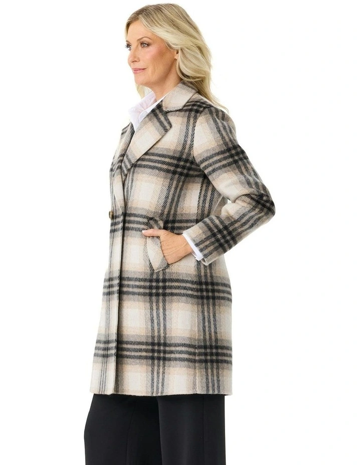 Toscana Check Coat in Natural image 3