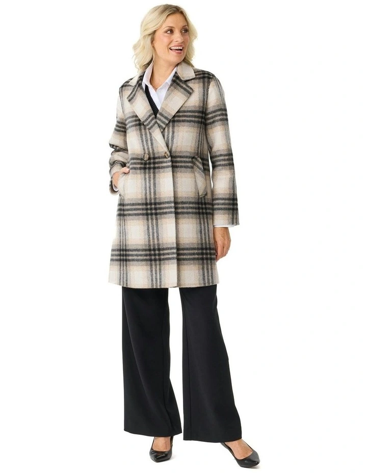 Toscana Check Coat in Natural image 4