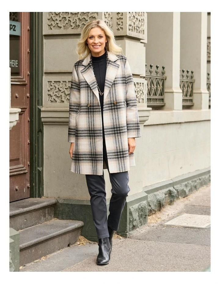Toscana Check Coat in Natural image 6