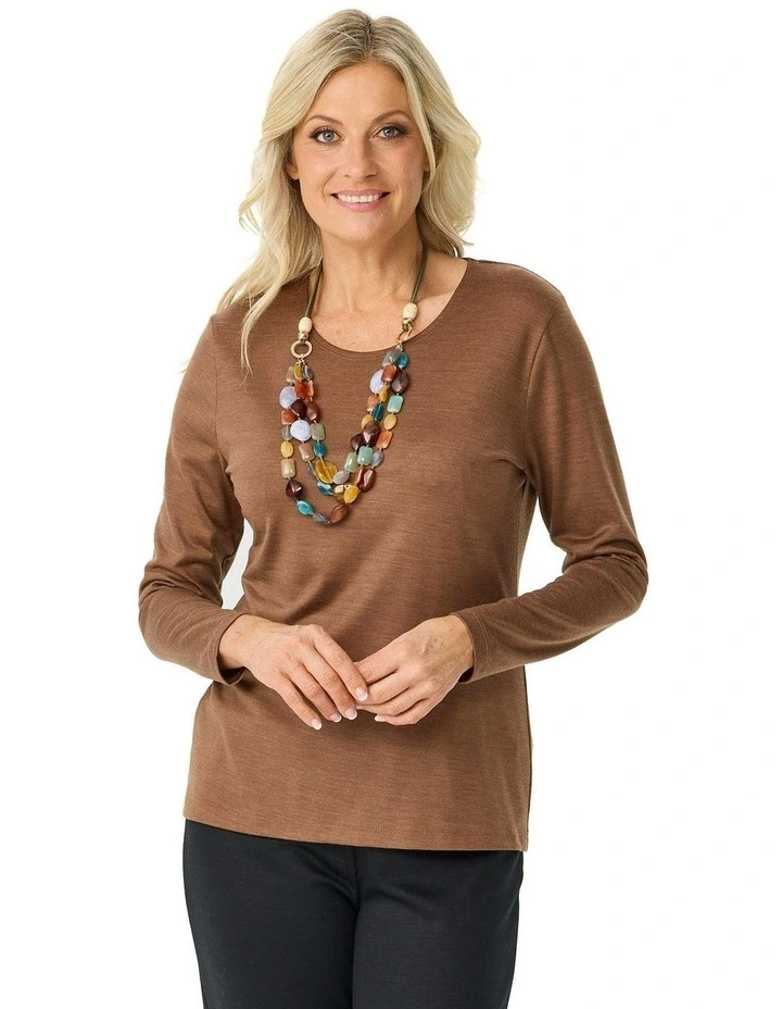 Hedrena Classic Long Sleeve Tee in Brown image 1