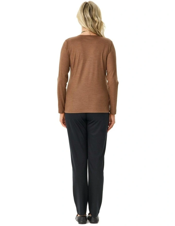 Hedrena Classic Long Sleeve Tee in Brown image 2
