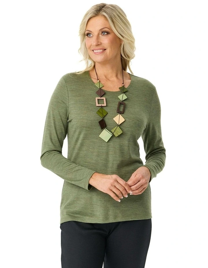 Hedrena Classic Long Sleeve Tee in Green image 1