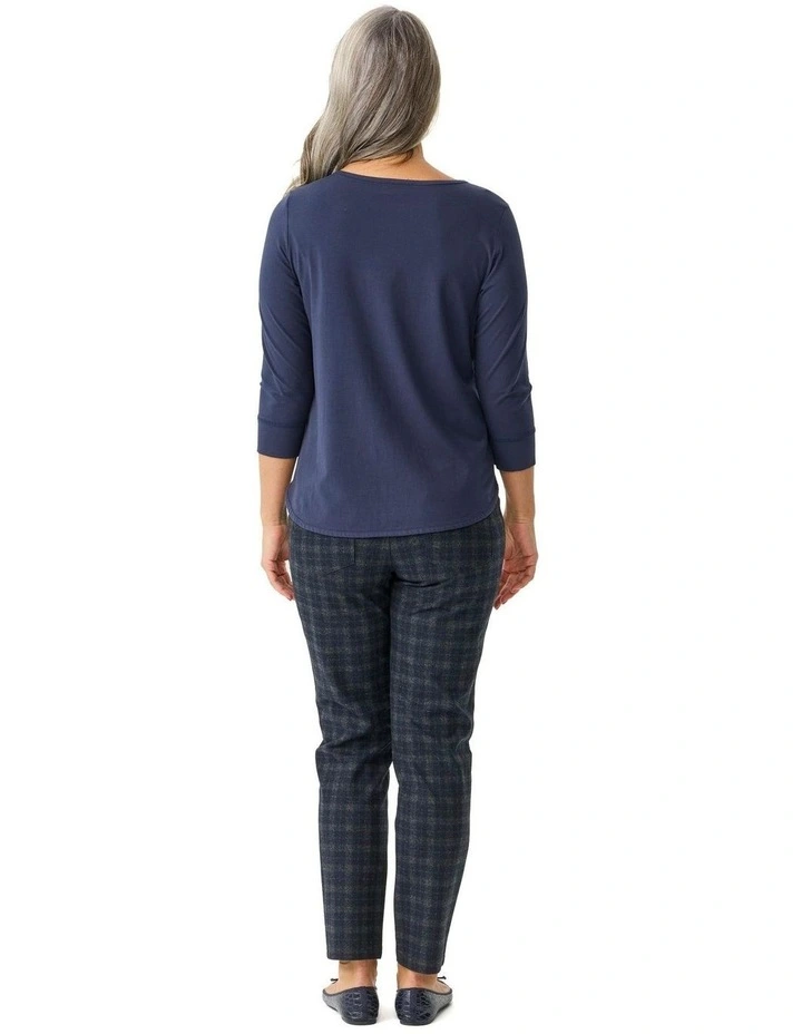 Caplan Stretch Check Warm Pant in Navy image 2