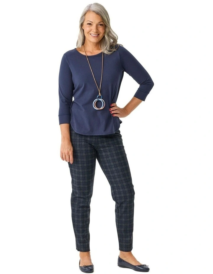 Caplan Stretch Check Warm Pant in Navy image 4