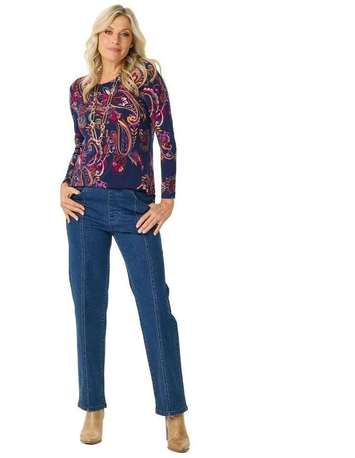 Harper Straight Leg Pull On Jean in Indigo image 4