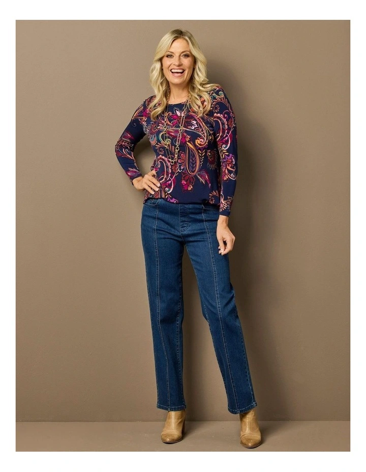 Harper Straight Leg Pull On Jean in Indigo image 5