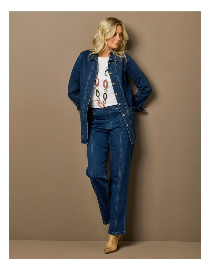 Harper Straight Leg Pull On Jean in Indigo image 6