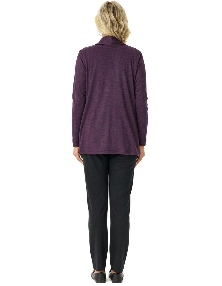 Hedrena Jersey Curved Hem Cardigan in Purple image 2