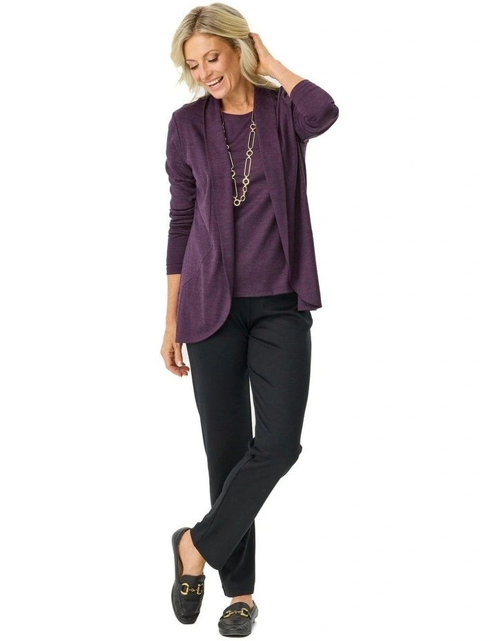 Hedrena Jersey Curved Hem Cardigan in Purple image 4