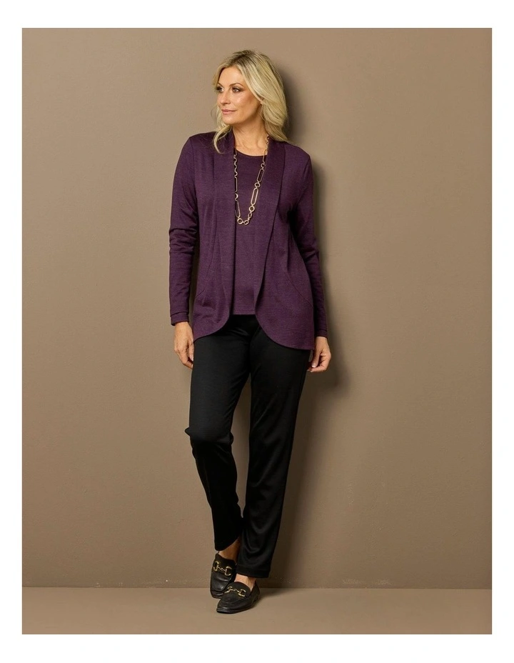 Hedrena Jersey Curved Hem Cardigan in Purple image 5