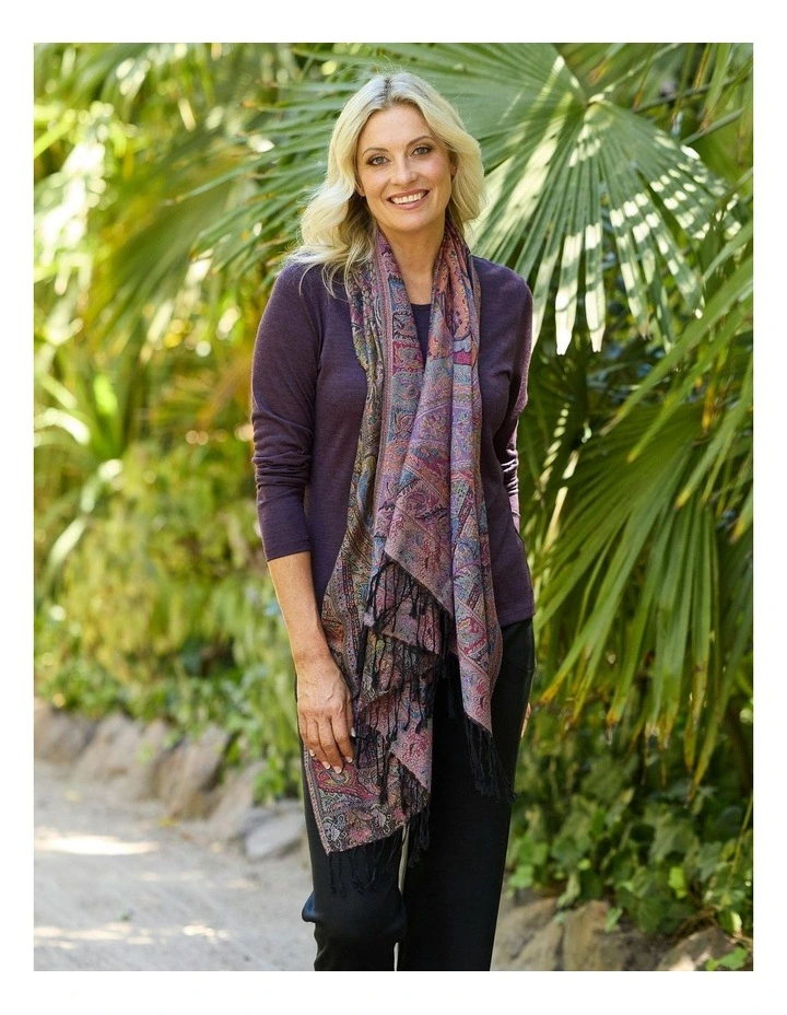 Hedrena Jersey Curved Hem Cardigan in Purple image 6