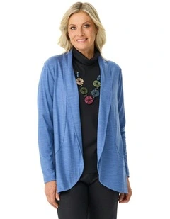 Hedrena Jersey Curved Hem Cardigan in Stone
