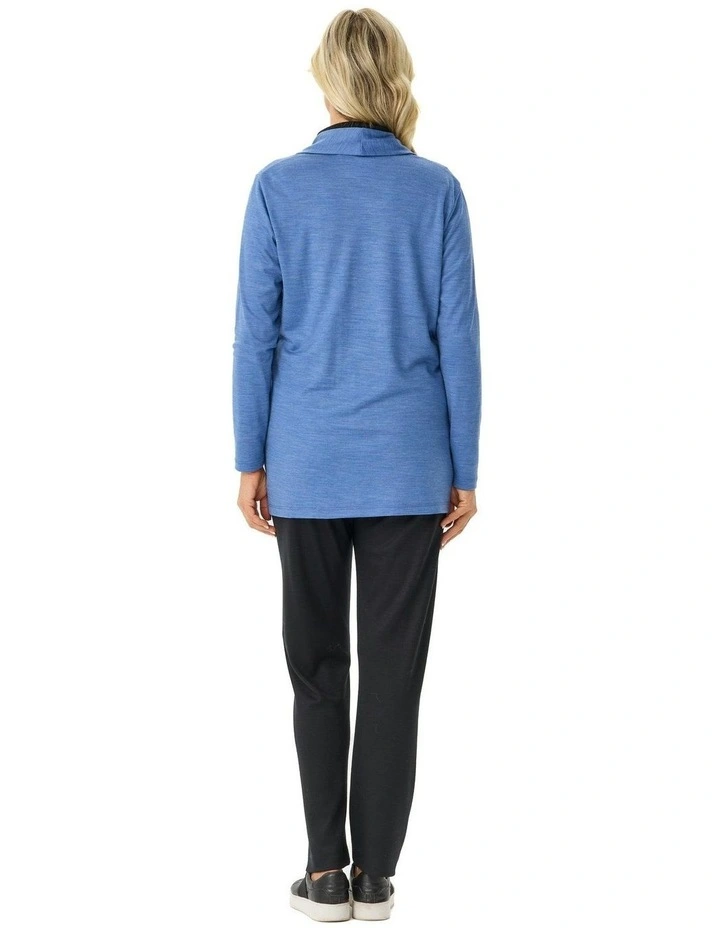 Hedrena Jersey Curved Hem Cardigan in Stone image 2