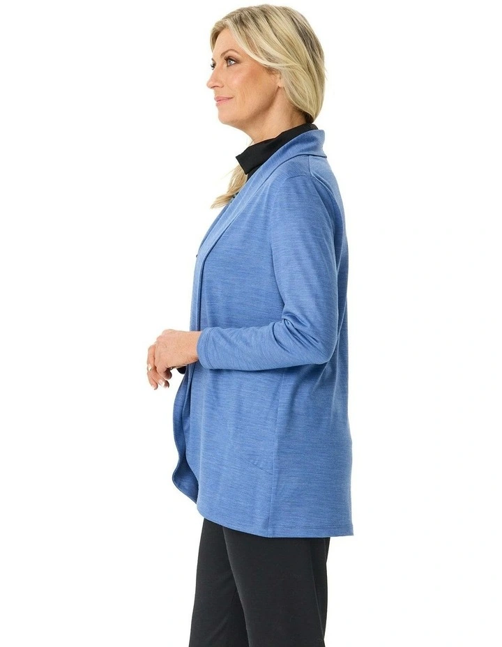 Hedrena Jersey Curved Hem Cardigan in Stone image 3