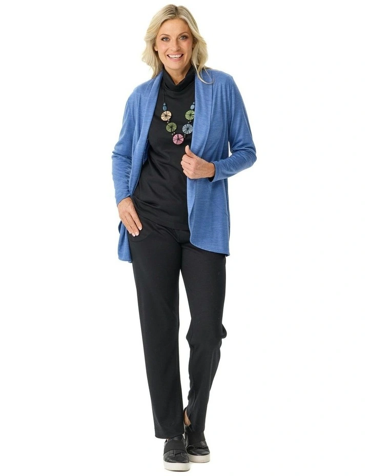 Hedrena Jersey Curved Hem Cardigan in Stone image 4