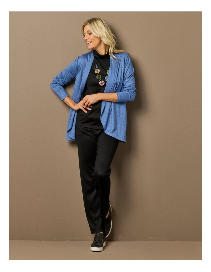 Hedrena Jersey Curved Hem Cardigan in Stone image 6