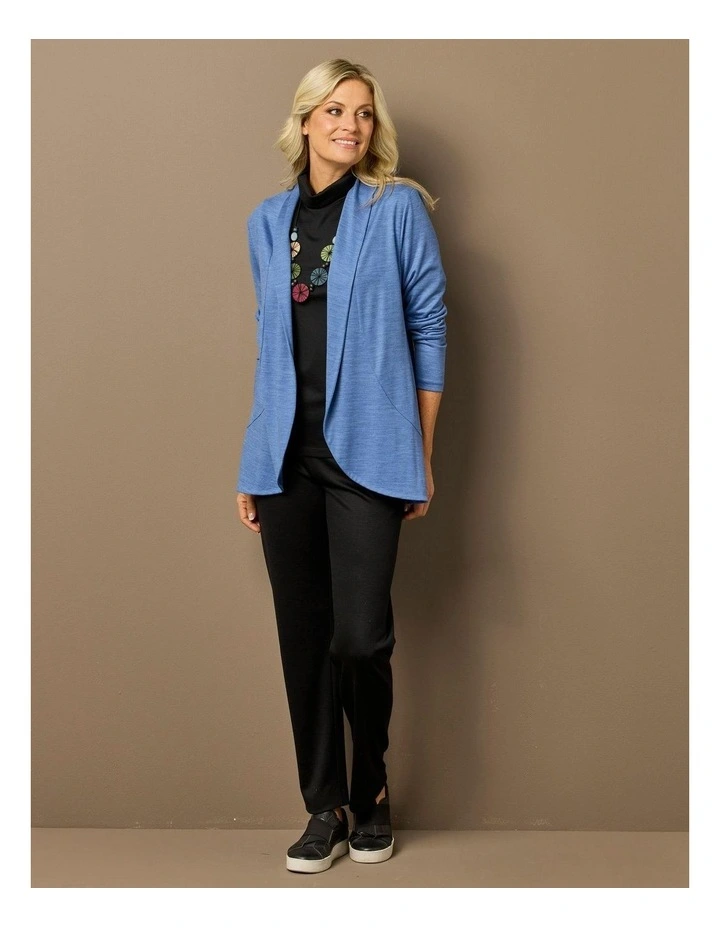Hedrena Jersey Curved Hem Cardigan in Stone image 7
