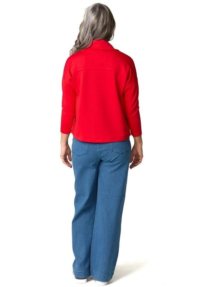 Charisma Cowl Neck Top in Red image 2