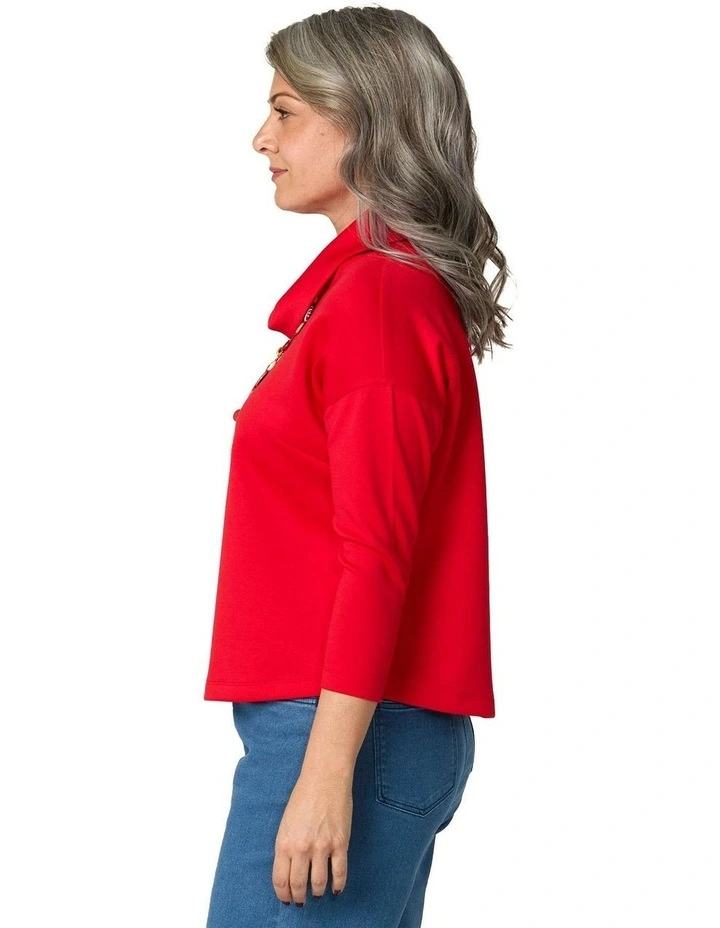 Charisma Cowl Neck Top in Red image 3