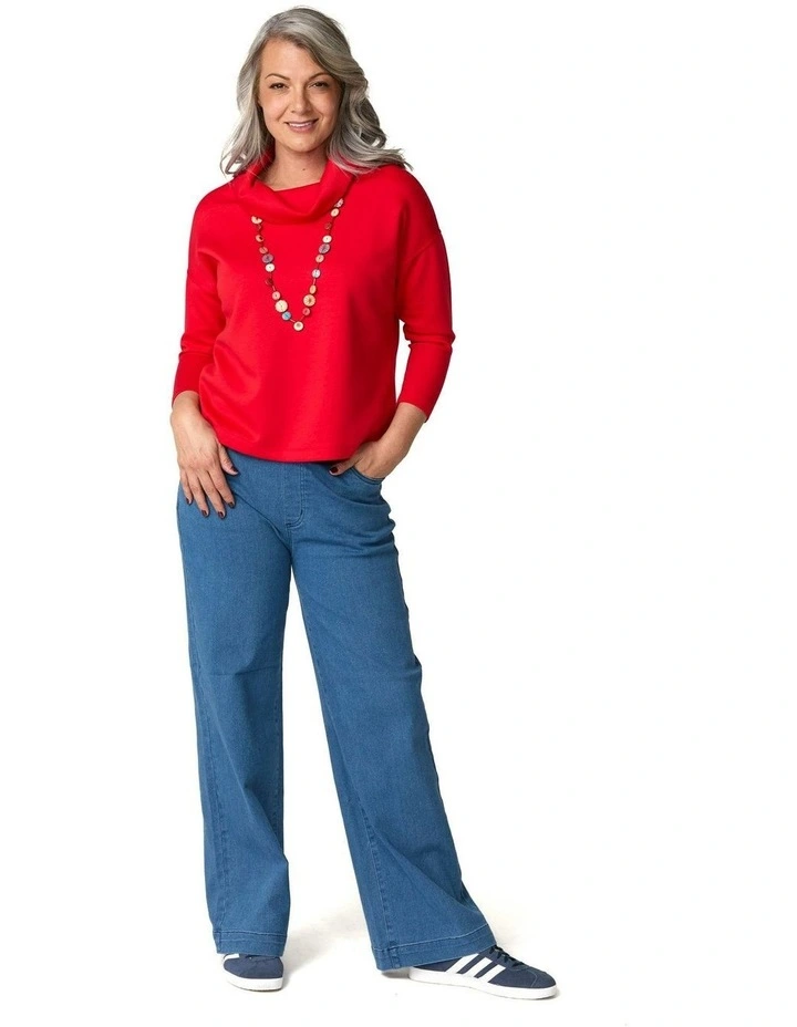 Charisma Cowl Neck Top in Red image 4