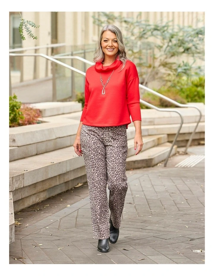 Charisma Cowl Neck Top in Red image 5
