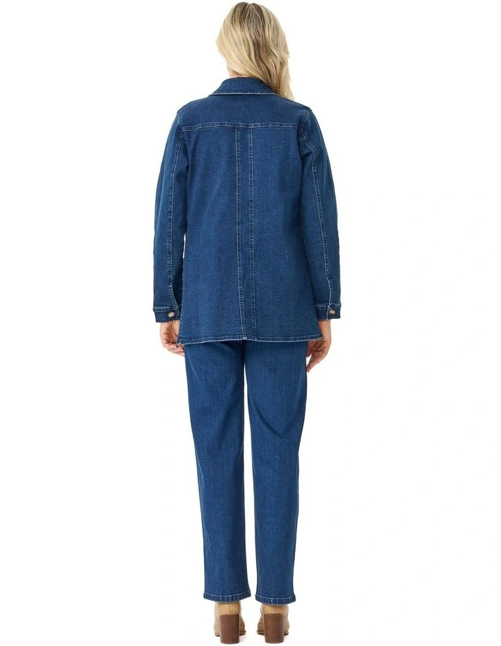 Harper Denim Longline Jacket in Blue image 2