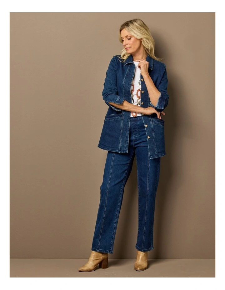 Harper Denim Longline Jacket in Blue image 5