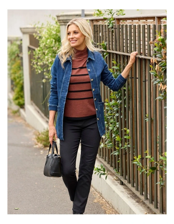 Harper Denim Longline Jacket in Blue image 6