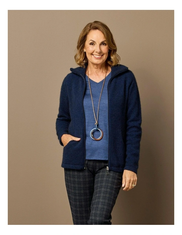 Market Day Possum Zip Cardigan in Blue image 6