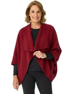 Possum Moss Stitch Longline Wrap in Red