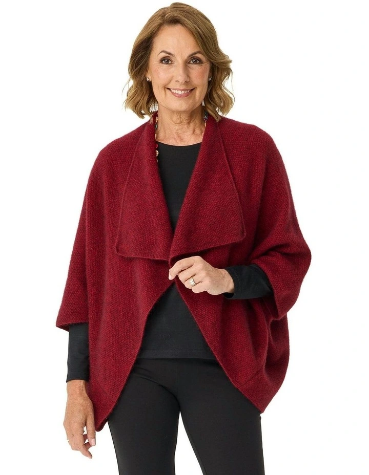 Possum Moss Stitch Longline Wrap in Red image 1