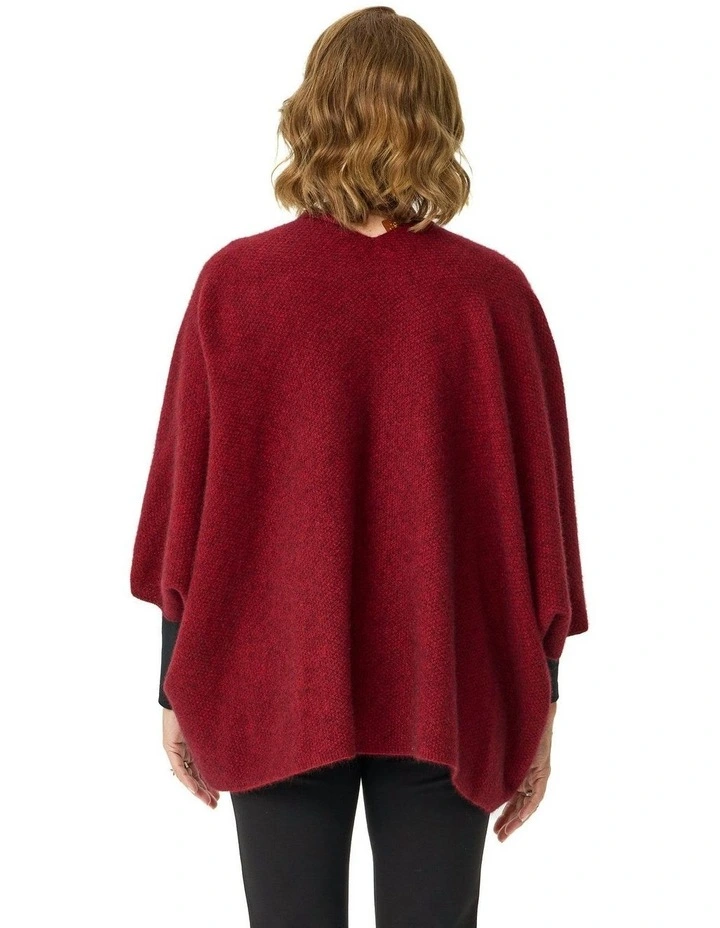 Possum Moss Stitch Longline Wrap in Red image 2