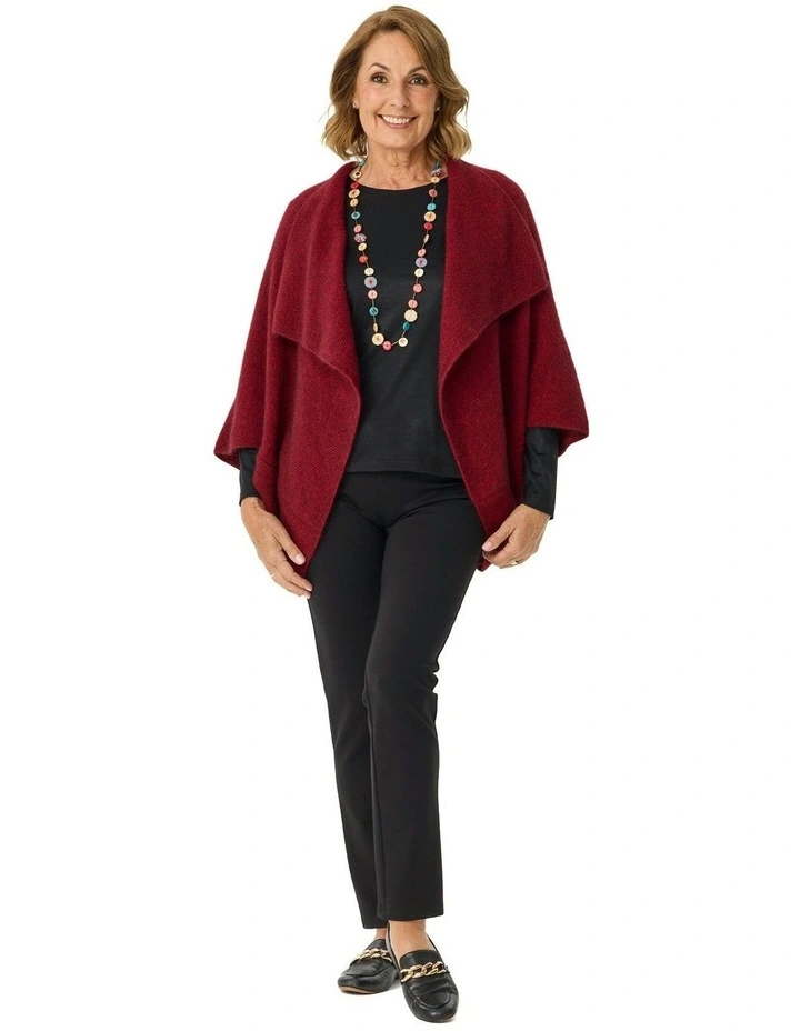 Possum Moss Stitch Longline Wrap in Red image 4