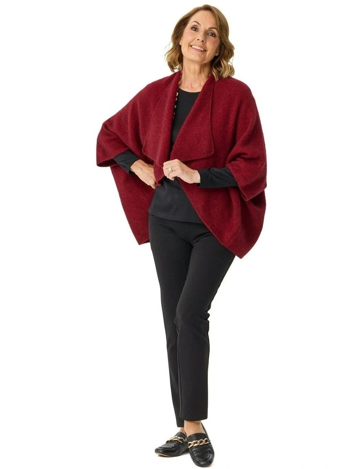 Possum Moss Stitch Longline Wrap in Red image 5