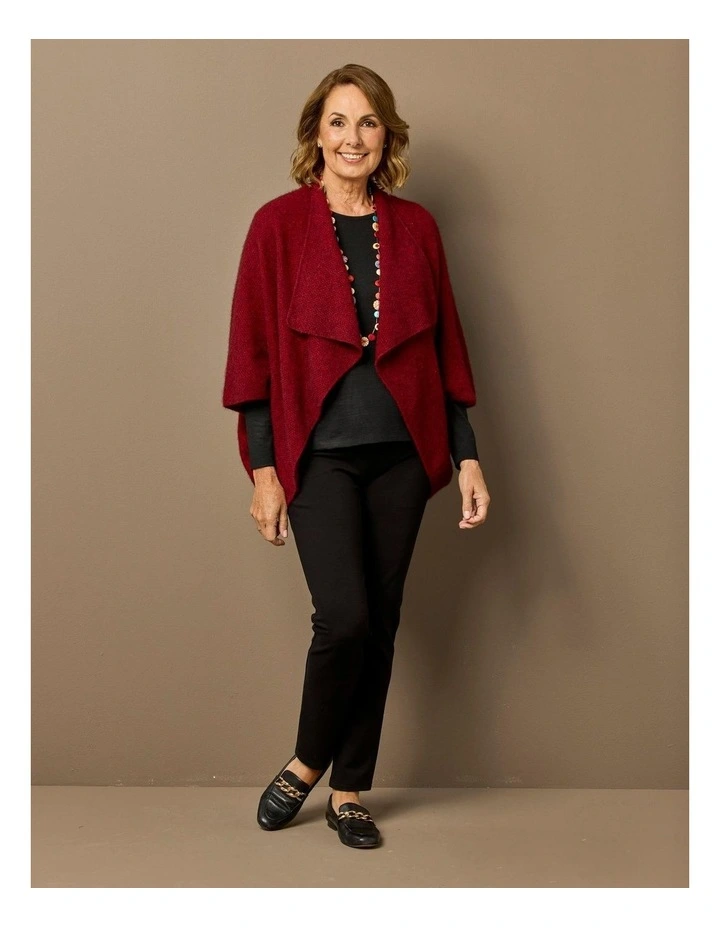 Possum Moss Stitch Longline Wrap in Red image 6