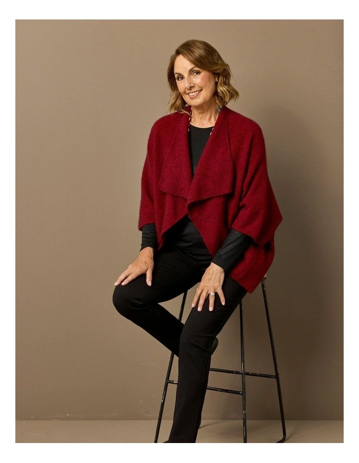 Possum Moss Stitch Longline Wrap in Red image 7