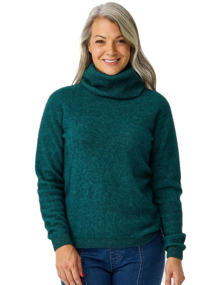 Possum Roll Neck Jumper in Green image 1