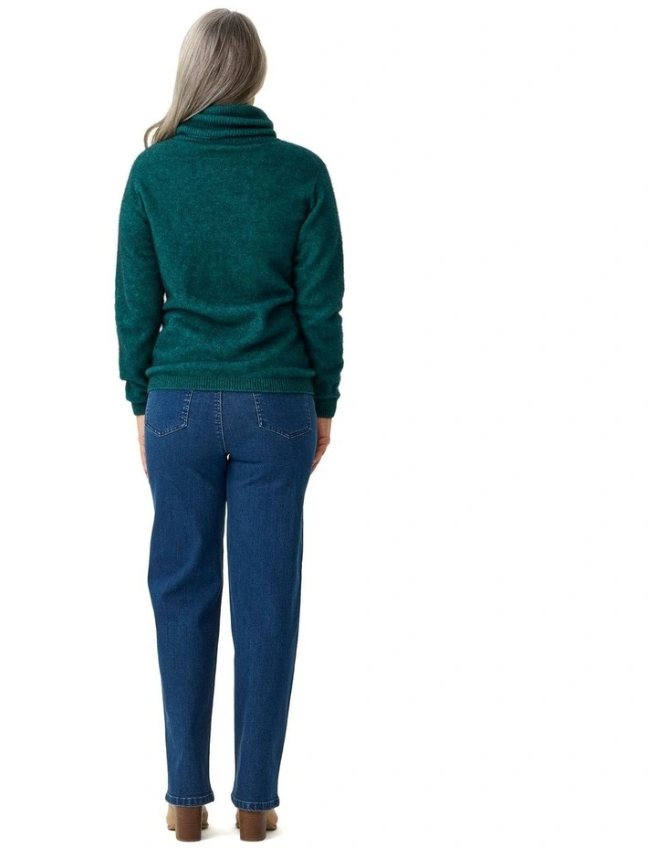 Possum Roll Neck Jumper in Green image 2