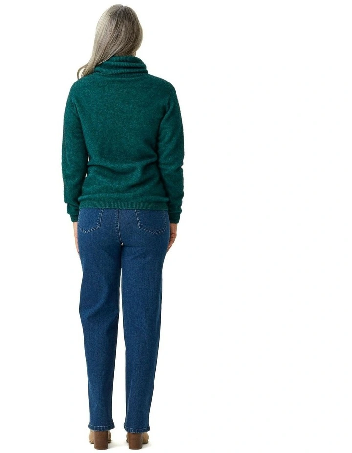 Possum Roll Neck Jumper in Green image 2