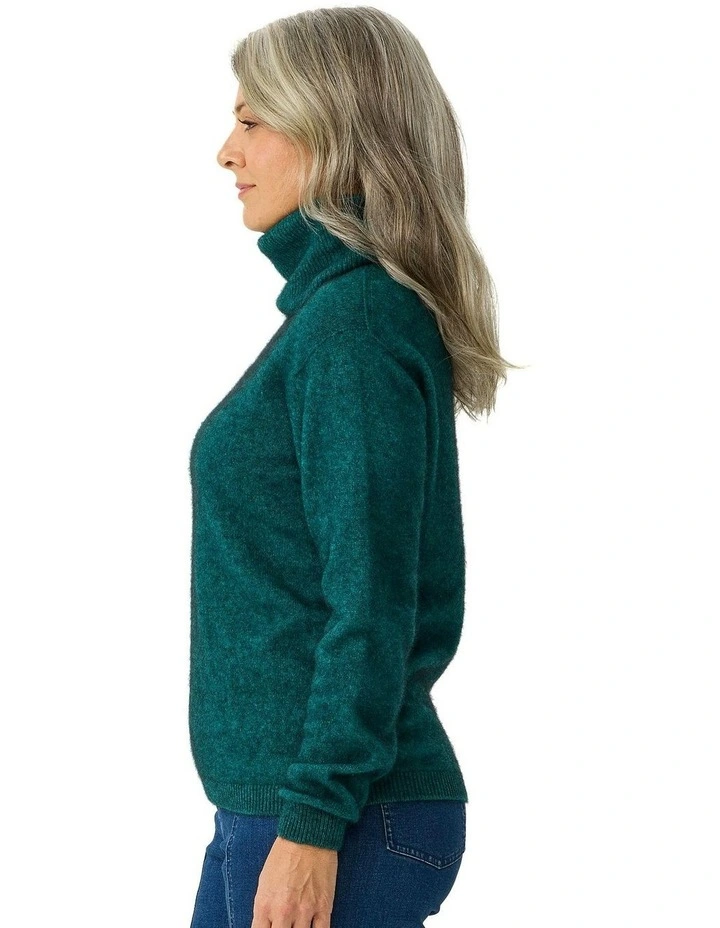 Possum Roll Neck Jumper in Green image 3