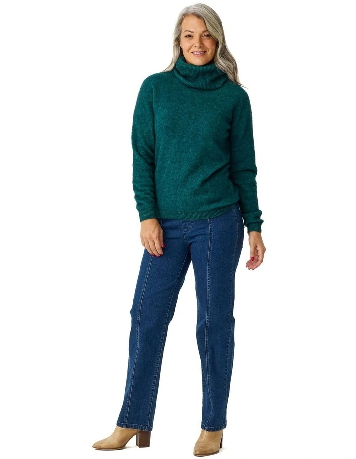 Possum Roll Neck Jumper in Green image 4