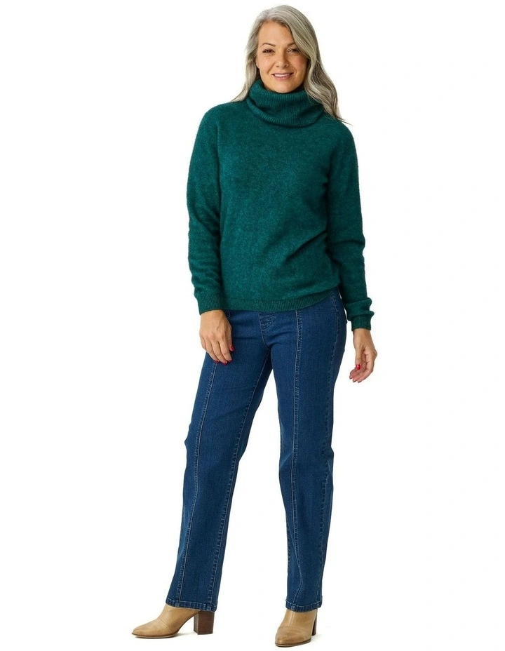 Possum Roll Neck Jumper in Green image 4