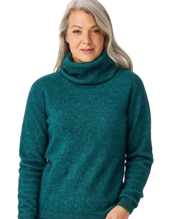 Possum Roll Neck Jumper in Green image 5