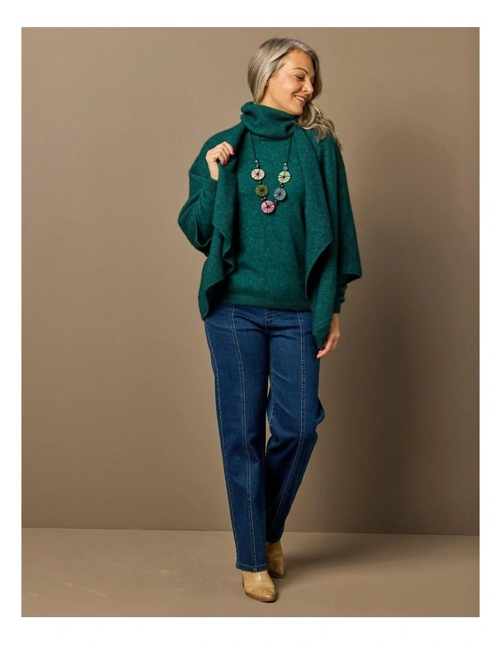 Possum Roll Neck Jumper in Green image 5