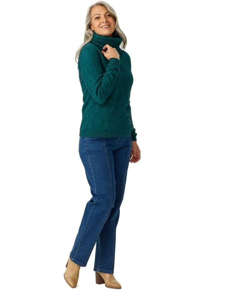 Possum Roll Neck Jumper in Green image 6