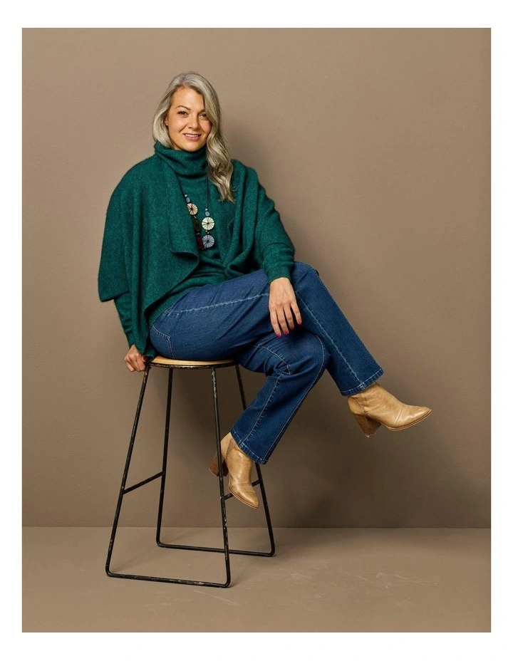 Possum Roll Neck Jumper in Green image 6