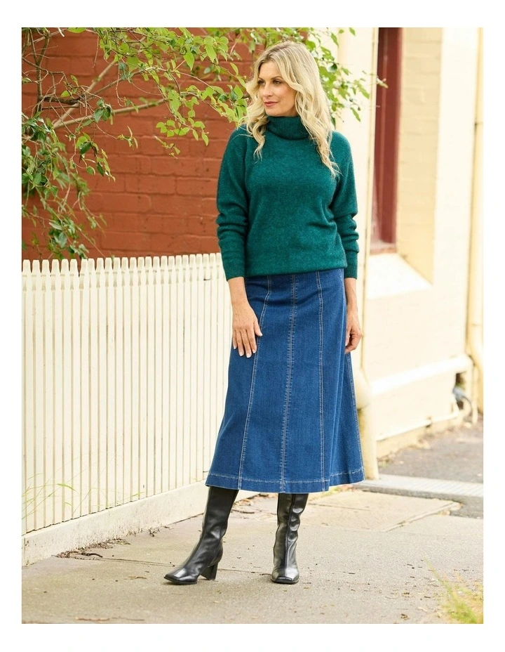 Possum Roll Neck Jumper in Green image 7